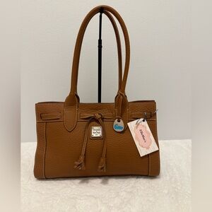Dooney & Bourke East West Brown Pebbled Leather Satchel EUC